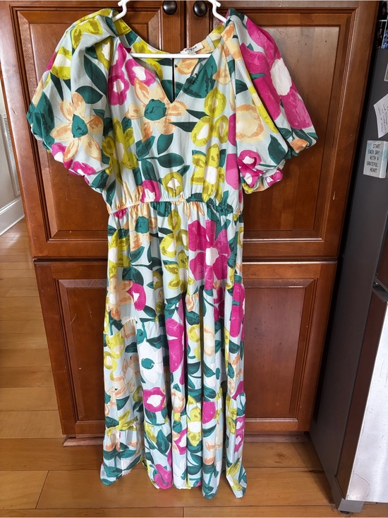 Umgee Dresses & Skirts - Umgee Floral Teal Yellow Green Print Dress